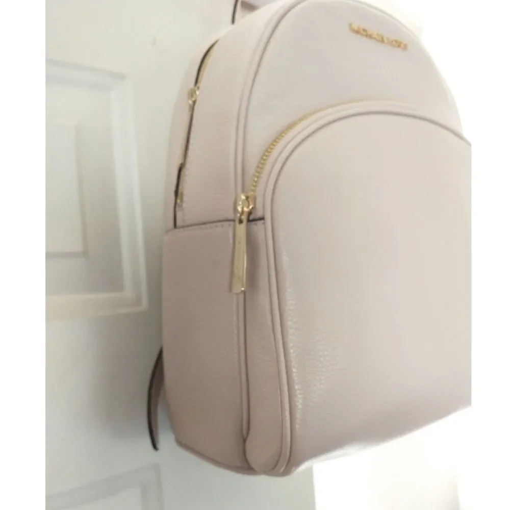 New! MICHAEL KORS Abbey Medium Pebbled Leather Backpack Soft Pink